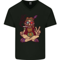 Stoned Hippy Spliff Weed Drugs LSD Acid Mens V-Neck Cotton T-Shirt Black