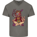 Stoned Hippy Spliff Weed Drugs LSD Acid Mens V-Neck Cotton T-Shirt Charcoal