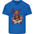 Stoned Hippy Spliff Weed Drugs LSD Acid Mens V-Neck Cotton T-Shirt Royal Blue