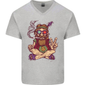 Stoned Hippy Spliff Weed Drugs LSD Acid Mens V-Neck Cotton T-Shirt Sports Grey
