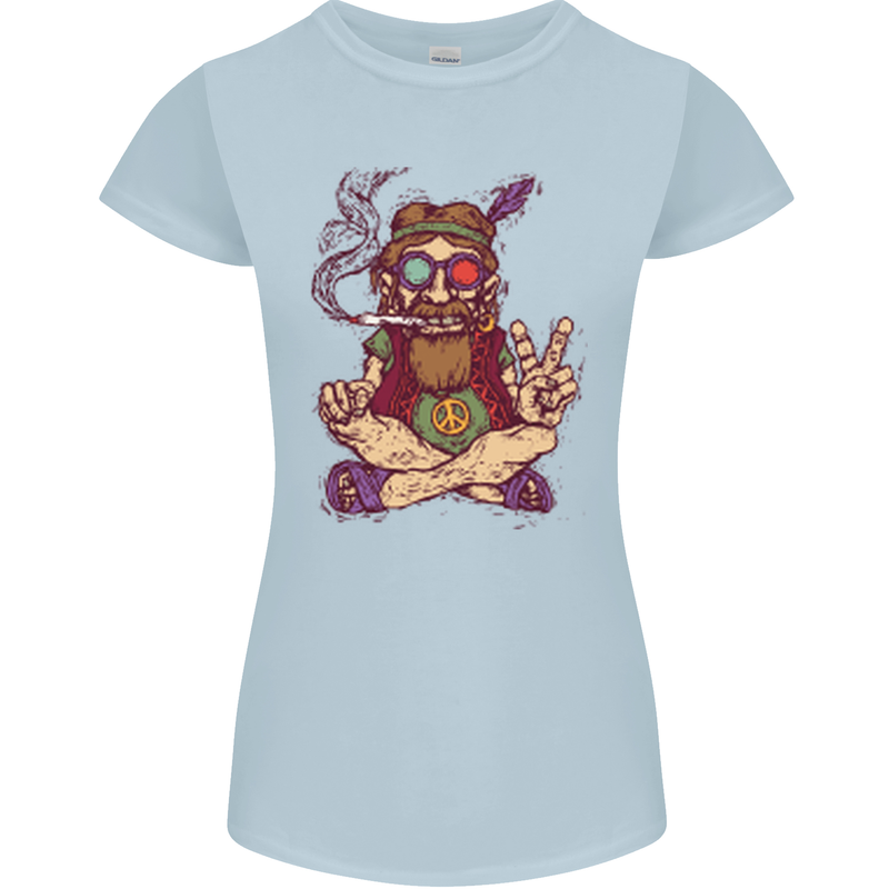 Stoned Hippy Spliff Weed Drugs LSD Acid Womens Petite Cut T-Shirt Light Blue