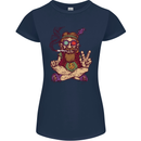 Stoned Hippy Spliff Weed Drugs LSD Acid Womens Petite Cut T-Shirt Navy Blue
