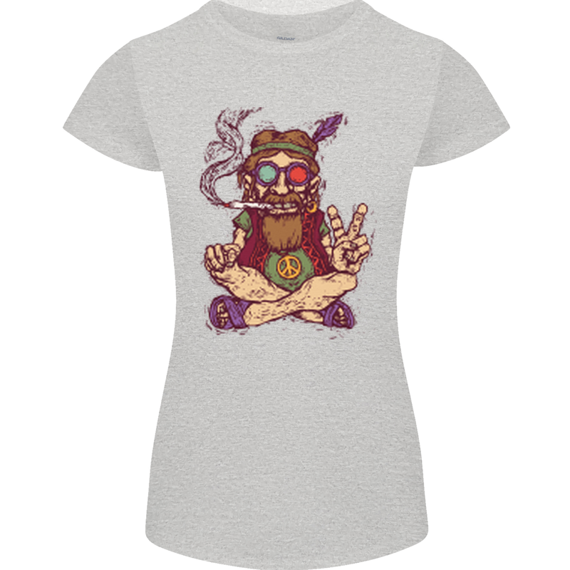 Stoned Hippy Spliff Weed Drugs LSD Acid Womens Petite Cut T-Shirt Sports Grey