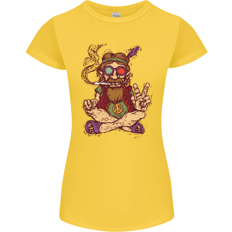 Stoned Hippy Spliff Weed Drugs LSD Acid Womens Petite Cut T-Shirt Yellow