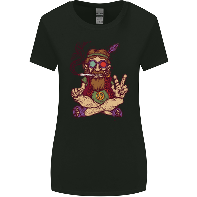 Stoned Hippy Spliff Weed Drugs LSD Acid Womens Wider Cut T-Shirt Black