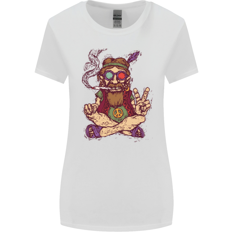 Stoned Hippy Spliff Weed Drugs LSD Acid Womens Wider Cut T-Shirt White