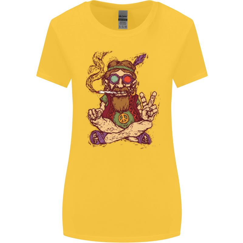 Stoned Hippy Spliff Weed Drugs LSD Acid Womens Wider Cut T-Shirt Yellow