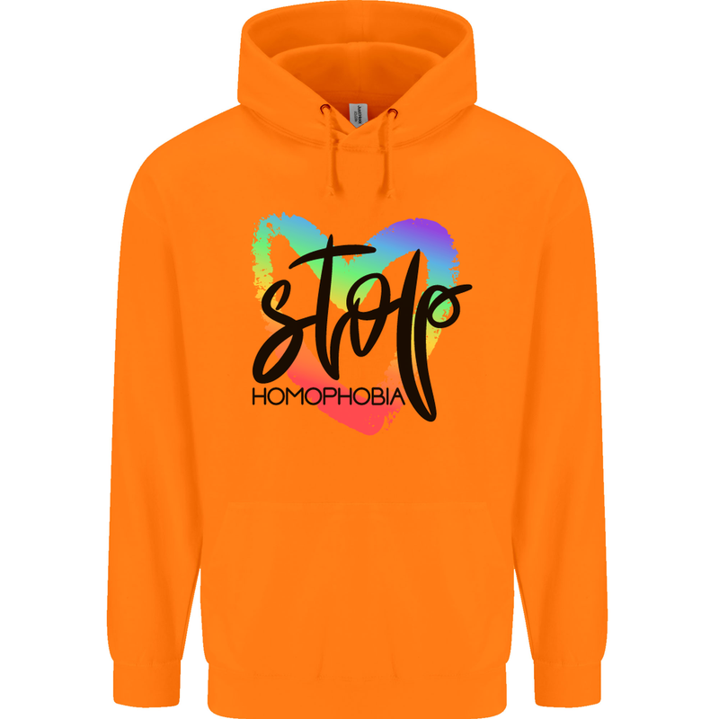 Stop Homophobia Gay Pride Day Awareness Childrens Kids Hoodie Orange