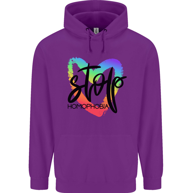 Stop Homophobia Gay Pride Day Awareness Childrens Kids Hoodie Purple