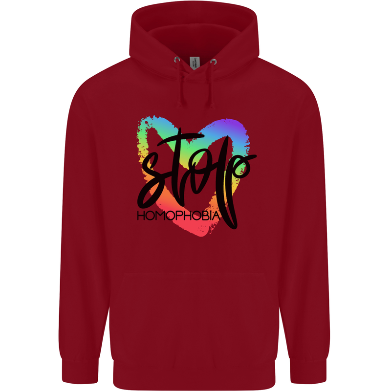 Stop Homophobia Gay Pride Day Awareness Childrens Kids Hoodie Red