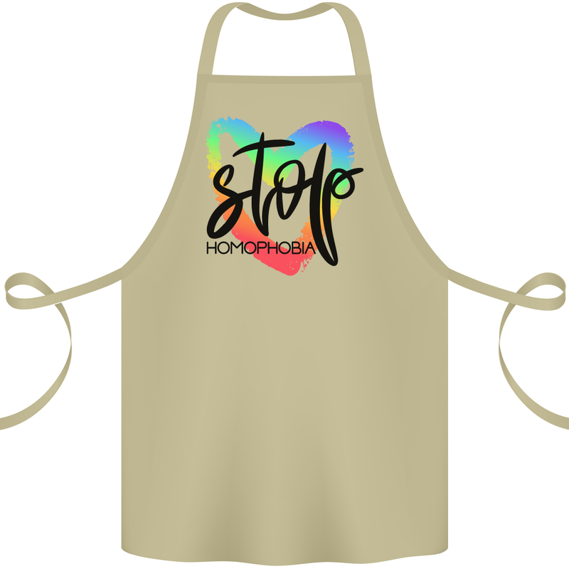 Stop Homophobia Gay Pride Day Awareness Cotton Apron 100% Organic Khaki