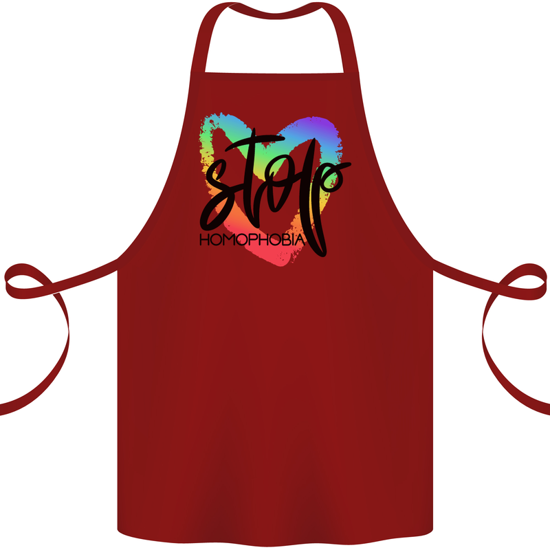 Stop Homophobia Gay Pride Day Awareness Cotton Apron 100% Organic Maroon