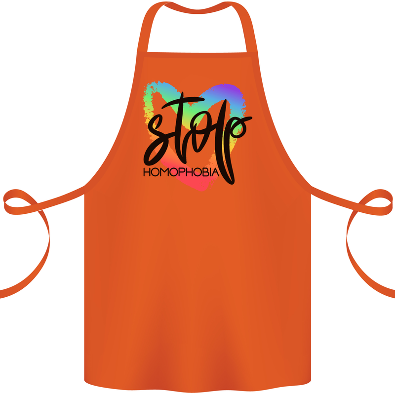 Stop Homophobia Gay Pride Day Awareness Cotton Apron 100% Organic Orange
