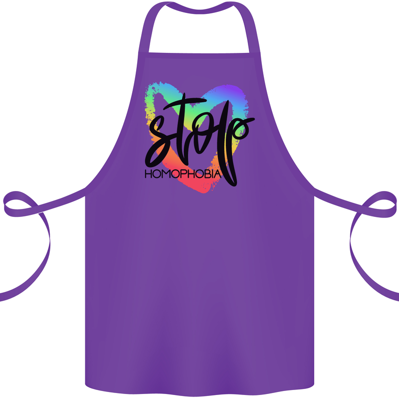 Stop Homophobia Gay Pride Day Awareness Cotton Apron 100% Organic Purple