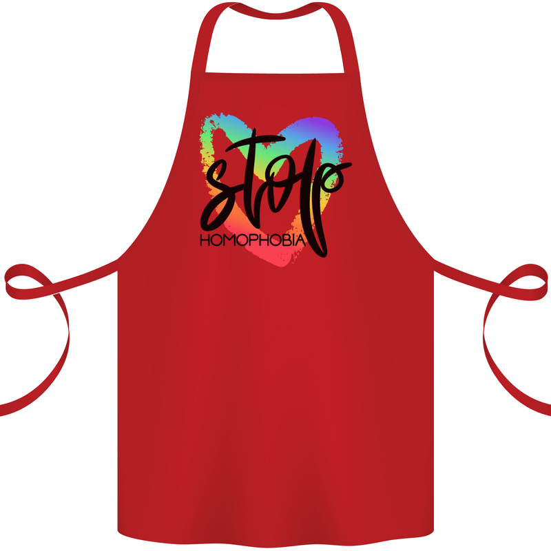 Stop Homophobia Gay Pride Day Awareness Cotton Apron 100% Organic Red