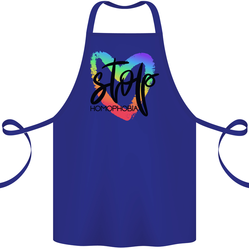 Stop Homophobia Gay Pride Day Awareness Cotton Apron 100% Organic Royal Blue