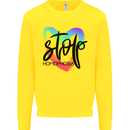 Stop Homophobia Gay Pride Day Awareness Kids Sweatshirt Jumper Yellow