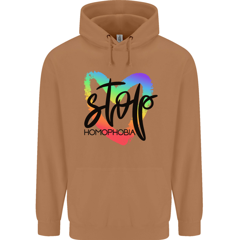 Stop Homophobia Gay Pride Day Awareness Mens 80% Cotton Hoodie Caramel Latte