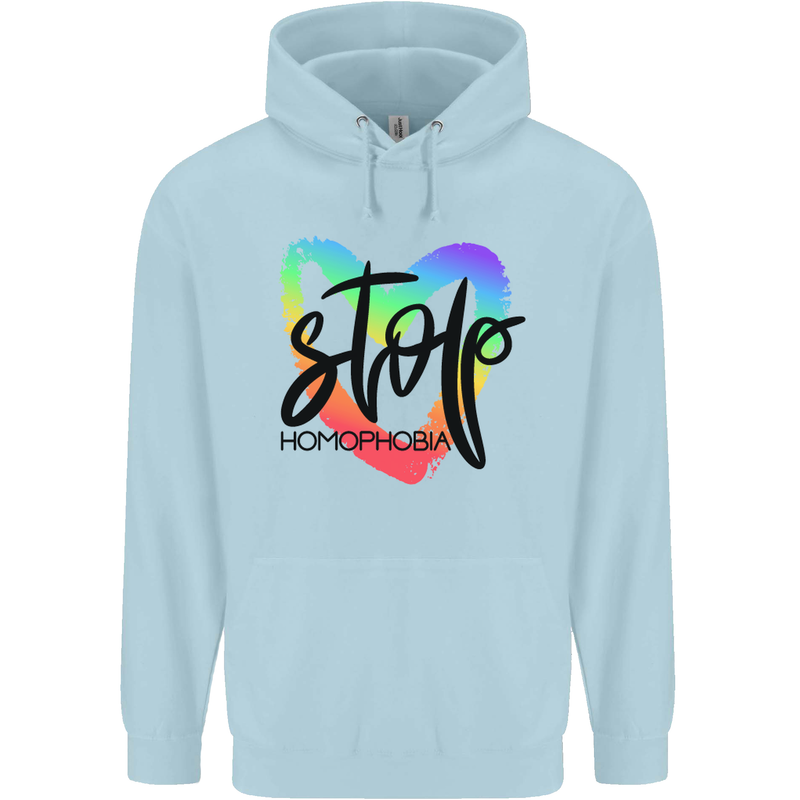 Stop Homophobia Gay Pride Day Awareness Mens 80% Cotton Hoodie Light Blue