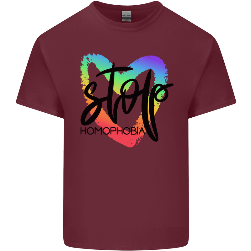 Stop Homophobia Gay Pride Day Awareness Mens Cotton T-Shirt Tee Top Maroon