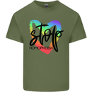 Stop Homophobia Gay Pride Day Awareness Mens Cotton T-Shirt Tee Top Military Green