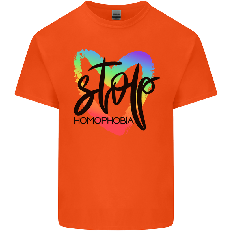 Stop Homophobia Gay Pride Day Awareness Mens Cotton T-Shirt Tee Top Orange