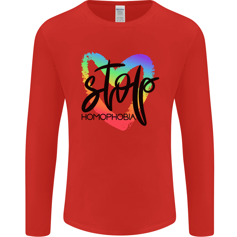 Stop Homophobia Gay Pride Day Awareness Mens Long Sleeve T-Shirt Red