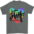 Stop Homophobia Gay Pride Day Awareness Mens T-Shirt Cotton Gildan Charcoal