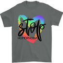 Stop Homophobia Gay Pride Day Awareness Mens T-Shirt Cotton Gildan Charcoal