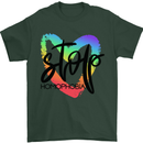 Stop Homophobia Gay Pride Day Awareness Mens T-Shirt Cotton Gildan Forest Green