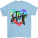 Stop Homophobia Gay Pride Day Awareness Mens T-Shirt Cotton Gildan Light Blue