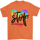 Stop Homophobia Gay Pride Day Awareness Mens T-Shirt Cotton Gildan Orange