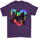 Stop Homophobia Gay Pride Day Awareness Mens T-Shirt Cotton Gildan Purple