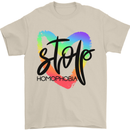 Stop Homophobia Gay Pride Day Awareness Mens T-Shirt Cotton Gildan Sand