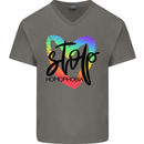 Stop Homophobia Gay Pride Day Awareness Mens V-Neck Cotton T-Shirt Charcoal