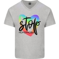 Stop Homophobia Gay Pride Day Awareness Mens V-Neck Cotton T-Shirt Sports Grey
