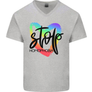 Stop Homophobia Gay Pride Day Awareness Mens V-Neck Cotton T-Shirt Sports Grey