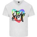 Stop Homophobia Gay Pride Day Awareness Mens V-Neck Cotton T-Shirt White