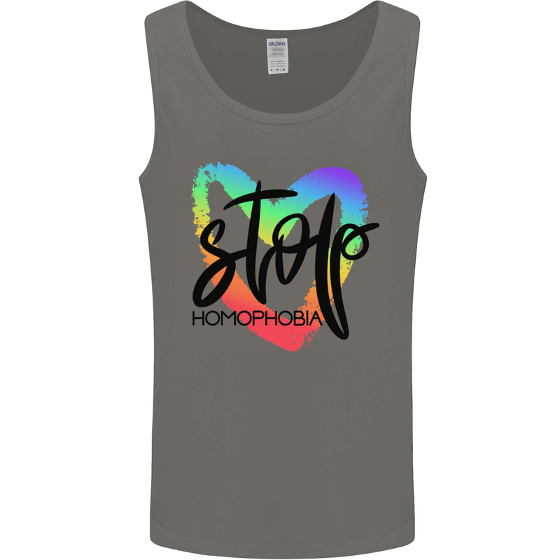 Stop Homophobia Gay Pride Day Awareness Mens Vest Tank Top Charcoal
