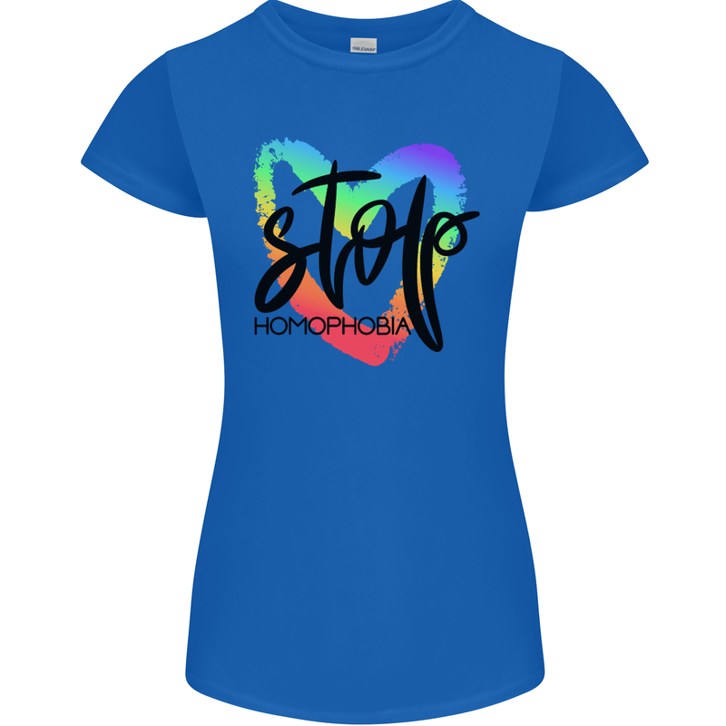 Stop Homophobia Gay Pride Day Awareness Womens Petite Cut T-Shirt Royal Blue