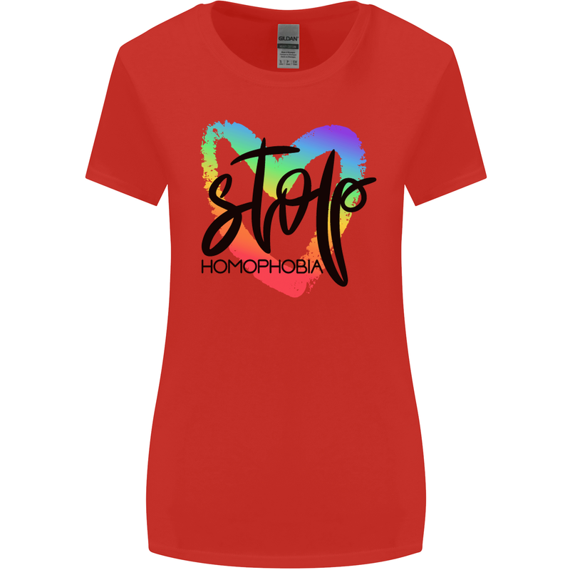 Stop Homophobia Gay Pride Day Awareness Womens Wider Cut T-Shirt Red