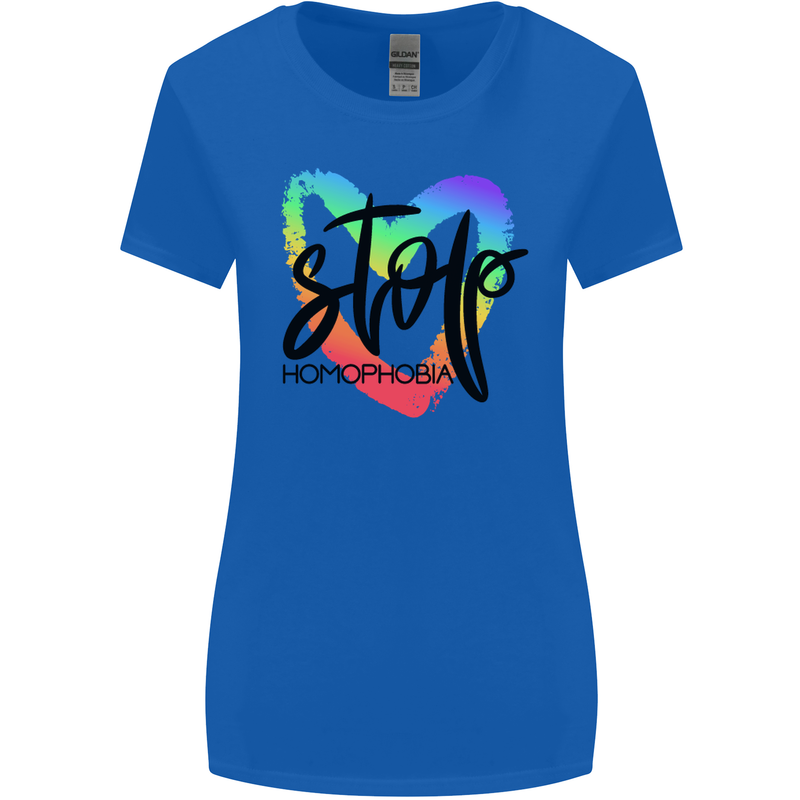 Stop Homophobia Gay Pride Day Awareness Womens Wider Cut T-Shirt Royal Blue
