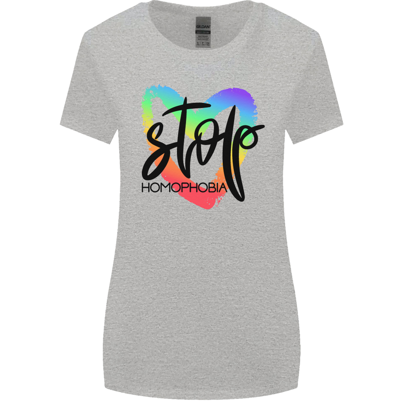 Stop Homophobia Gay Pride Day Awareness Womens Wider Cut T-Shirt Sports Grey