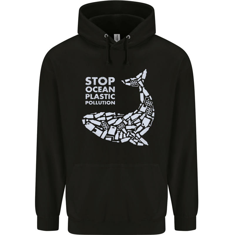 Stop Ocean Plastic Pollution Climate Change Childrens Kids Hoodie Black