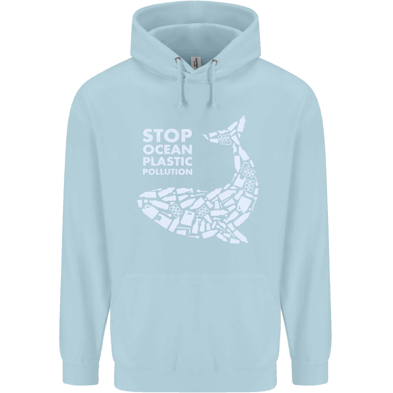 Stop Ocean Plastic Pollution Climate Change Childrens Kids Hoodie Light Blue