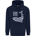 Stop Ocean Plastic Pollution Climate Change Childrens Kids Hoodie Navy Blue