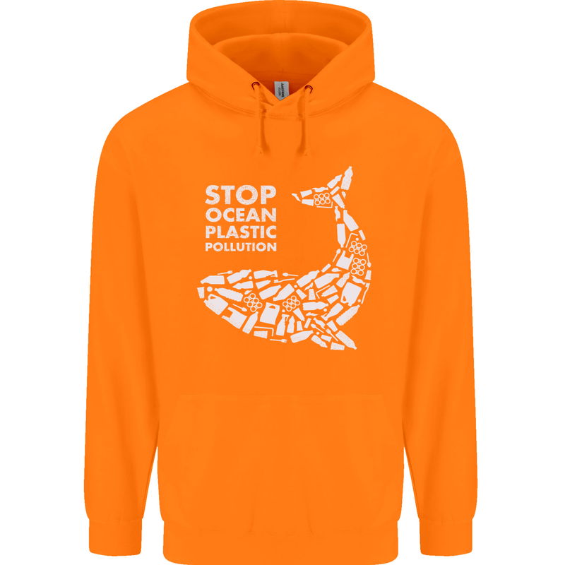 Stop Ocean Plastic Pollution Climate Change Childrens Kids Hoodie Orange