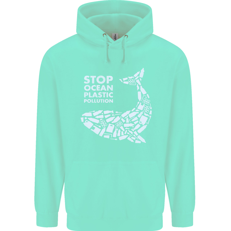 Stop Ocean Plastic Pollution Climate Change Childrens Kids Hoodie Peppermint