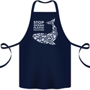 Stop Ocean Plastic Pollution Climate Change Cotton Apron 100% Organic Navy Blue