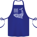 Stop Ocean Plastic Pollution Climate Change Cotton Apron 100% Organic Royal Blue